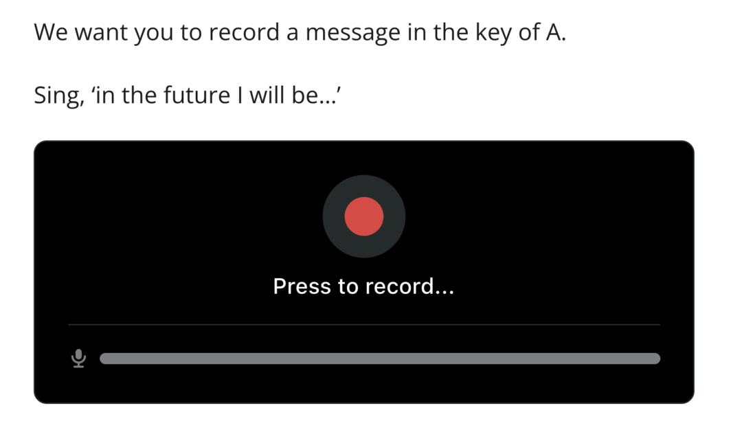 A press record button with text saying record a note in a